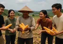 Kisah Inspiratif Komunitas Anak Muda Bantu Petani Panen Jagung di Desa Sukatani