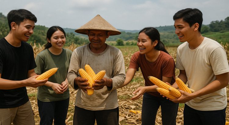 Kisah Inspiratif Komunitas Anak Muda Bantu Petani Panen Jagung di Desa Sukatani